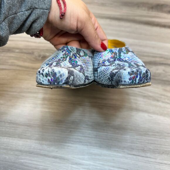 Espace Faux Snakeskin Leather Kitten Heel Slides 6 B Blue ROBERT CLERGERIE - Picture 5 of 13